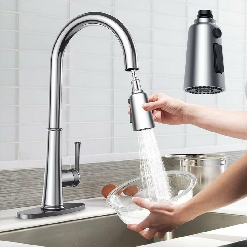Pull-down Faucet Spray Head Durable Abs Nozzle Sink Faucet Extender Kit with 3 Flow Function Anti-leakage Kitchen Faucet for Us