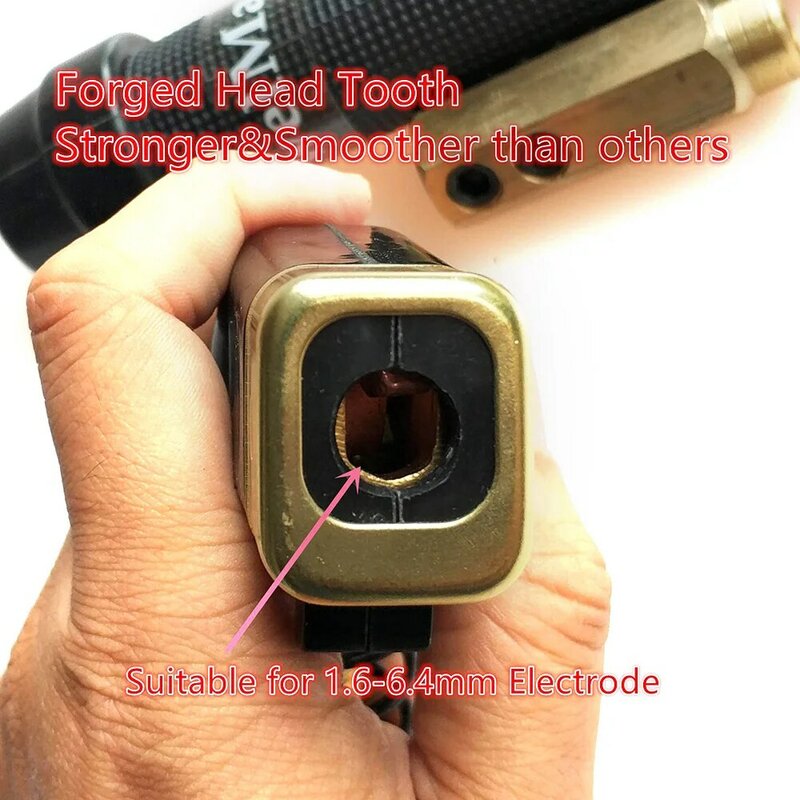 Soporte de electrodo de soldadura por giro profesional, abrazadera de electrodos de 1,6-6,4mm, diente de cobre forjado EN 60974-11 CE