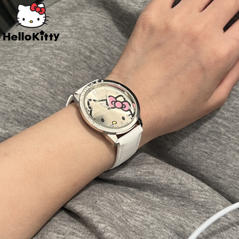 Sanrio Schattige Hello Kitty Cartoon Polshorloge Studenten Volwassen Kinderen Hoge Kwaliteit Pointer Quartz Horloge Vriend Meisje Verjaardagscadeau