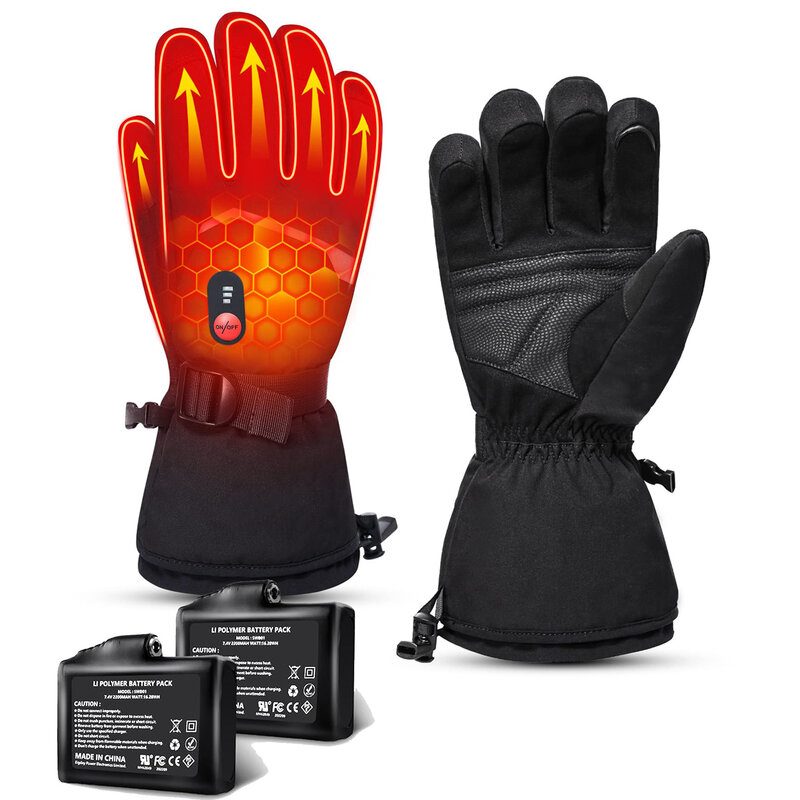 Verwarmde Handschoenen Voor Heren Dames, Winter Handwarmers 7.4V Oplaadbare Batterij Elektrische Touchscreen Waterbestendige Verwarming