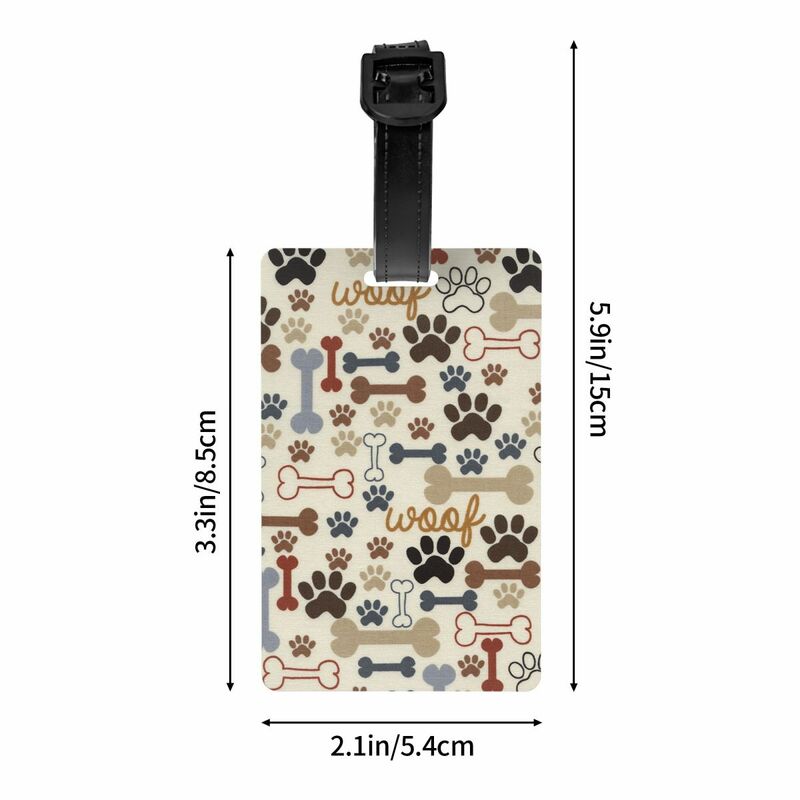 Custom Dogs Paws And Bones Paw Print Luggage Tag Cute Pet Animal Cartoon Footprint Baggage Tags Travel Bag Labels Suitcase