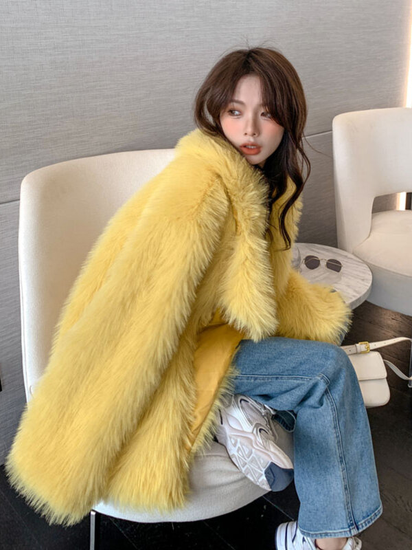 Fur Jacket Women Loose Suit Collar Streetwear Slimming Fox Fur Wool Coat 2023 Winter Clothes New Warm Loose Elegant Jackets