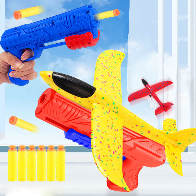 Avión de espuma lanzador de catapulta, planeador, pistola, juguete para niños, juego al aire libre, Modelo de Burbuja, juguetes de tiro