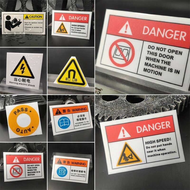 PVC Warning Signs Waterproof Logo Security Signs 8 Styles Outdoor Self Adhesive Alarm Security Wall Sticker Warning Banners