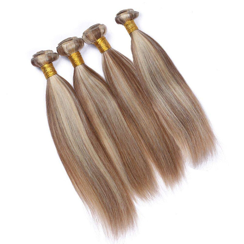 Highlight Hair Weave Bundles with No Closure Brazilian Remy Straight Honey Blonde Hair Extensions Weft for Women 3Pcs/Lot