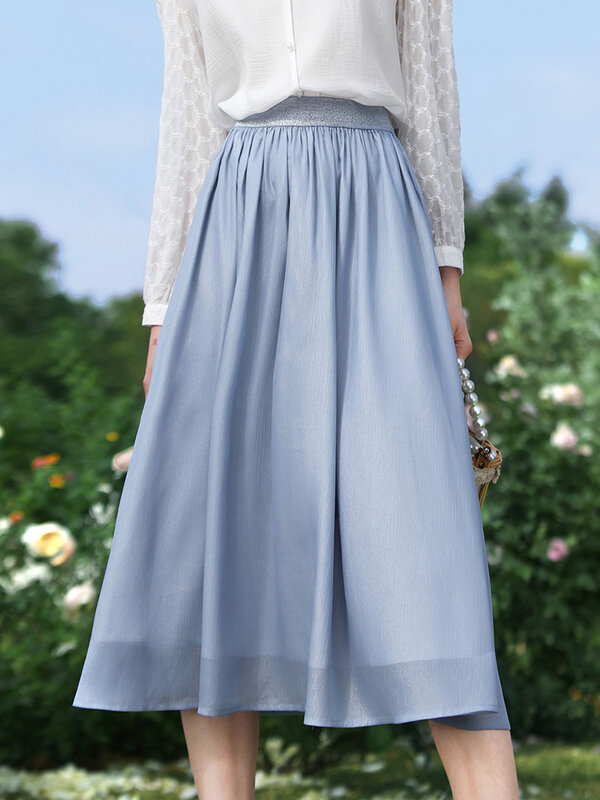 Женская шифоновая юбка средней длины, с драпировкой