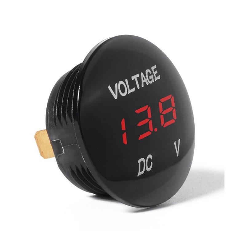 Mini Round Waterproof Motorboat Motorcycle DC5V-48V LED Panel Digital Voltmeter Tester Monitor Display Voltmeter