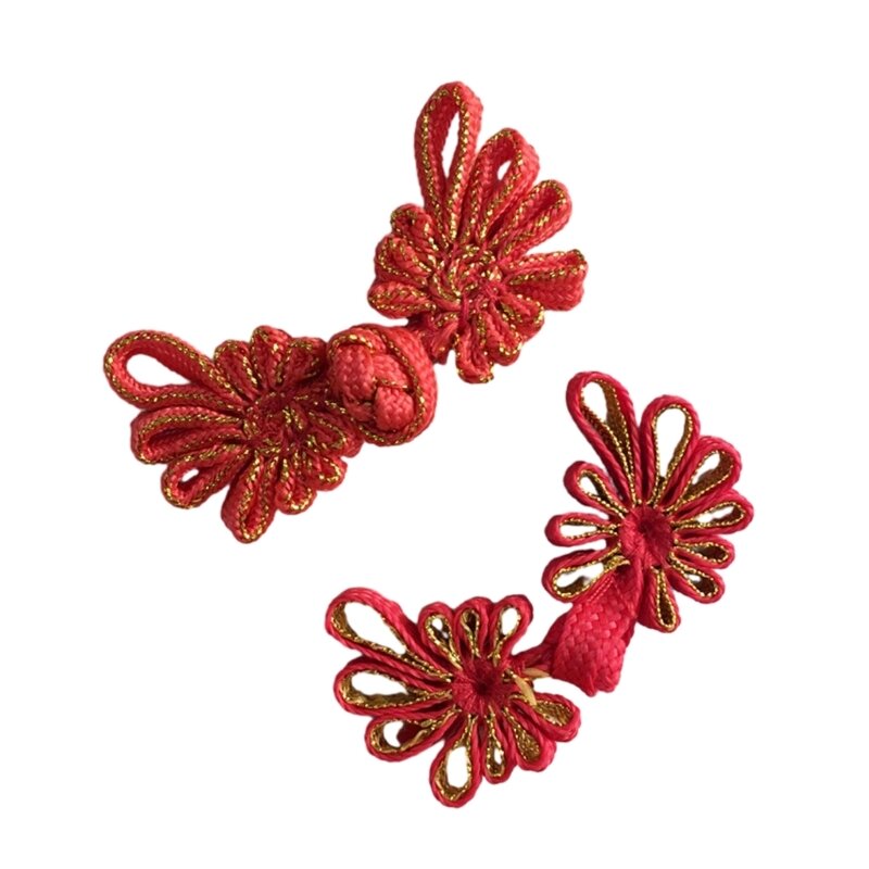 Botón nudo chino hecho a mano, cierre cinta con forma flor, traje artesanía DIY