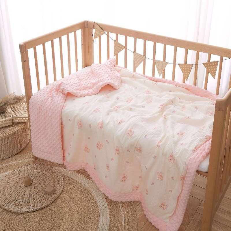 Newborn Baby Pure Cotton Thickened Soybean Pile Blanket Kindergarten Blanket Breathable Newborn Swaddle Wrap Cartoon Quilt