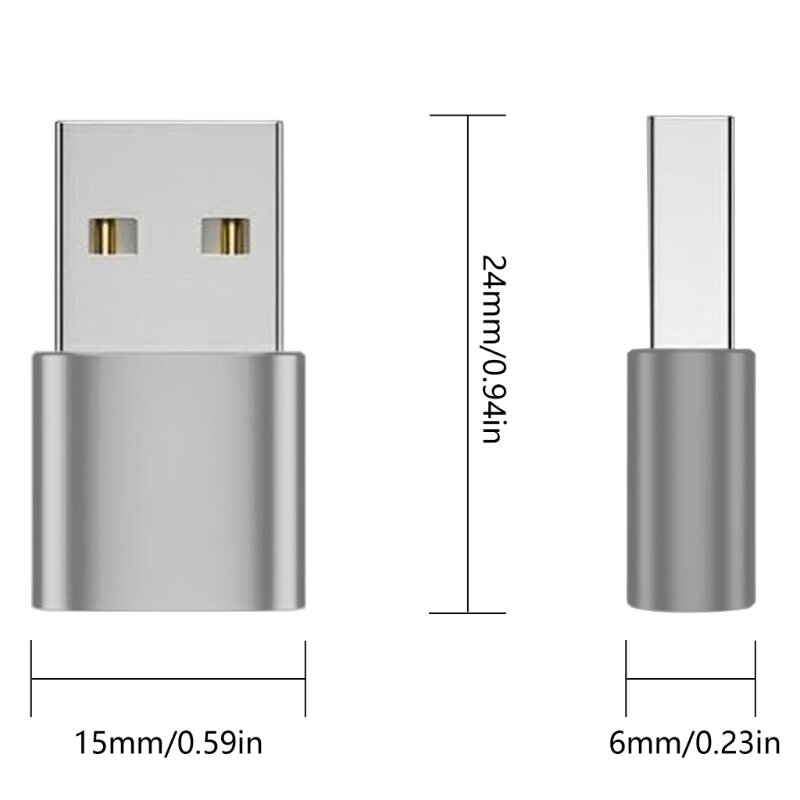 Lichtgewicht USB2.0 naar Type C-adapter Man-vrouw Tabletten Telefoons Koptelefoon Oplaadconverter Ondersteuning Transmissie