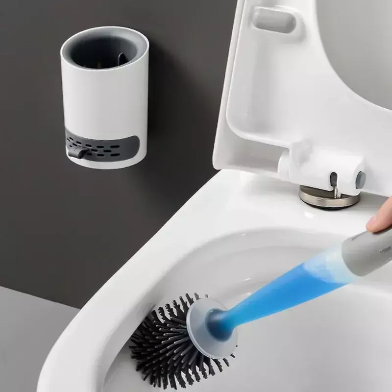 Detergen isi ulang Set sikat Toilet dinding dengan pemegang silikon TPR sikat untuk sudut alat pembersih aksesori kamar mandi
