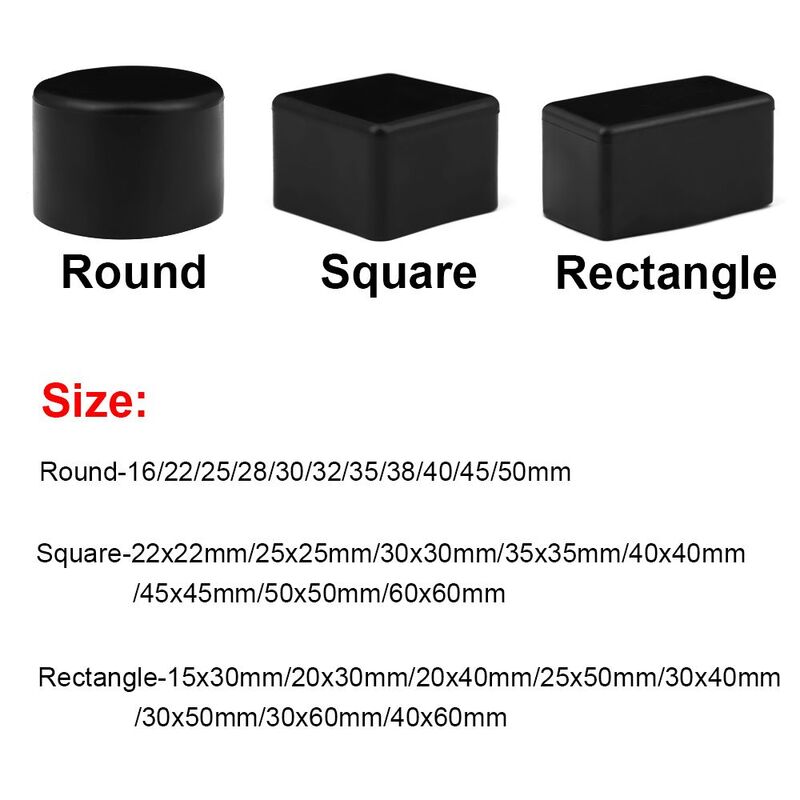 4Pcs/Set Black PVC Chair Leg Caps New Round Bottom Furniture Feet Silicone Pads Non-Slip Covers Floor Protectors Accessories