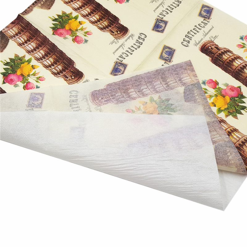 Papier de soie créatif pour hôtel, restaurant et fête, serviettes imprimées colorées, papier de mouchoirs pour le visage, papier d'art de tour de Leendrik