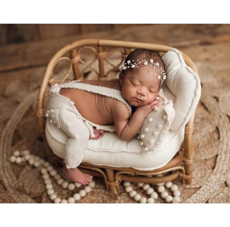 신생아 사진 소품 의자 및 아기 복장 세트, 아기 사진