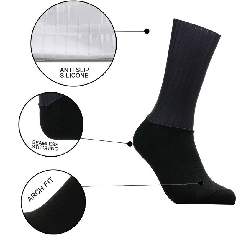 Team Aero Cycling 2024 Striped Pro Socks Non-Slip Seamless Silicone Running Sports Road Bike Socks