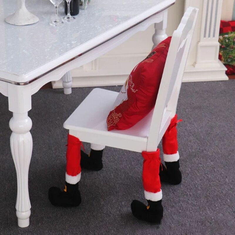 Anti-slip Christmas Chair Foot Covers New Year Decor Polyester Santa Table Chair Leg Covers Christmas Ornament Christmas