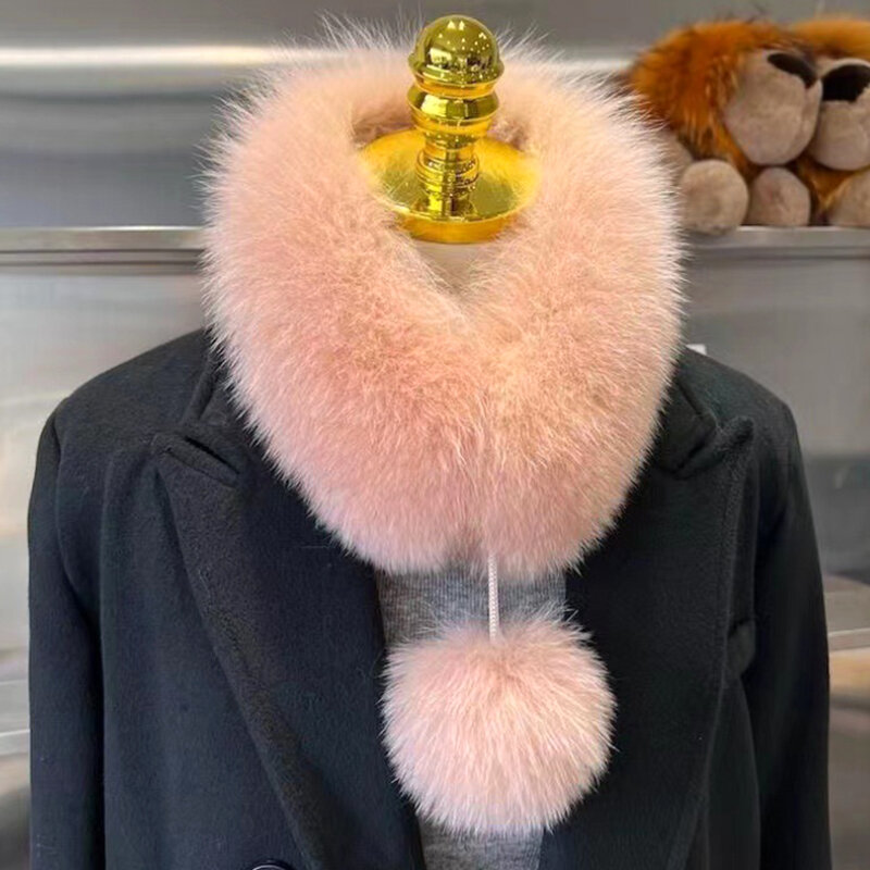 1PC Versatile Imitation Fox Fur Scarf with Plush Ball Fluffy Neck Warmer Soft Comfortable Outdoor Elegant Fashion Accessories