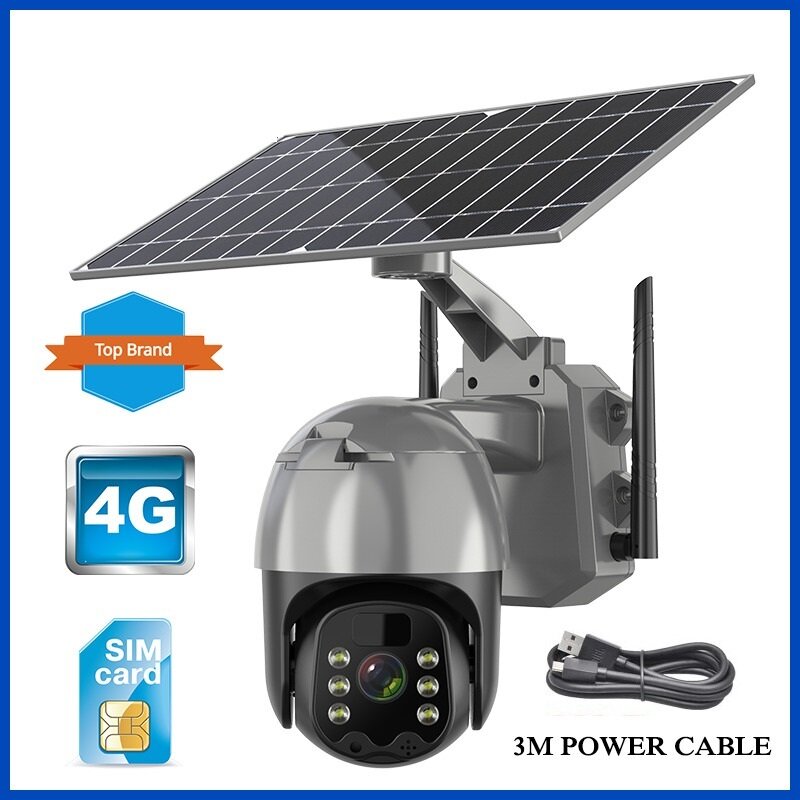 Câmera de Vigilância Sem Fio ao Ar Livre, IP Solar, WiFi, 1080P, Vídeo CCTV, Proteção de Segurança, Cor Impermeável, Bateria PTZ, Novo, 4G
