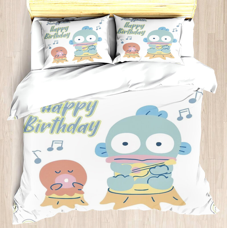 Одеяло с принтом Hangyodon-Sanrio для детей, милое мультяшное одеяло, 100% полиэстер, комплект из 3 предметов, приятное для кожи дышащее постельное белье