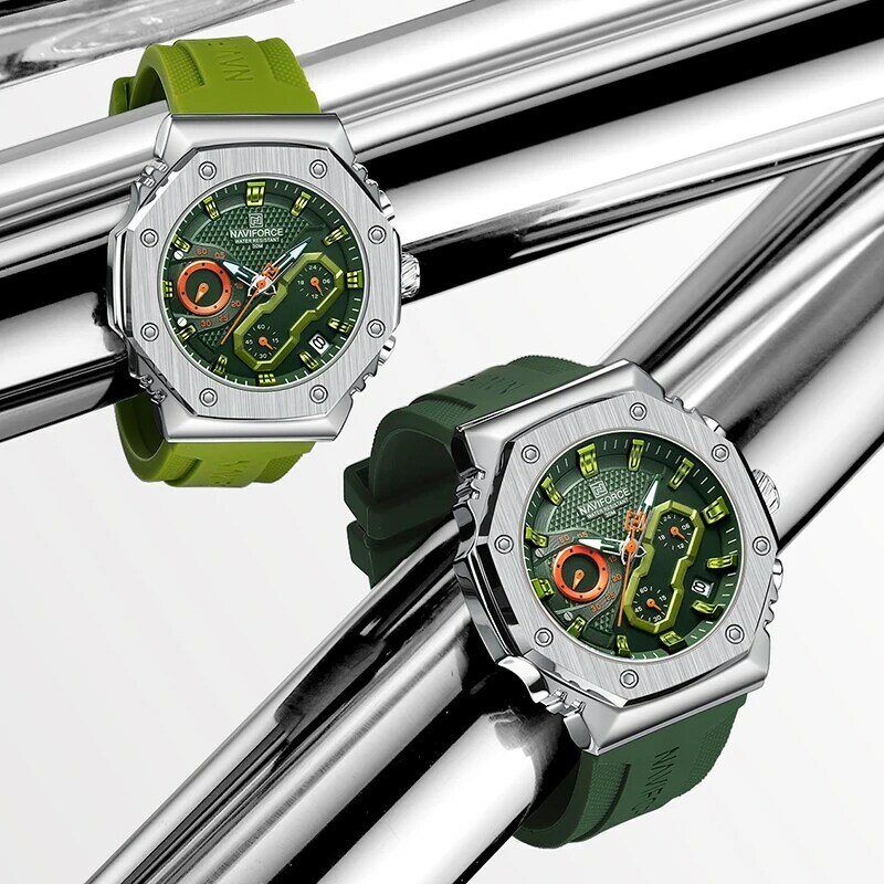 NAVIFORCE nowe zegarki dla miłośników sportu miękka opaska silikonowa kwarcowy zegar chronograf z zegarem na co dzień wodoodporny zegarek na rękę dla pary