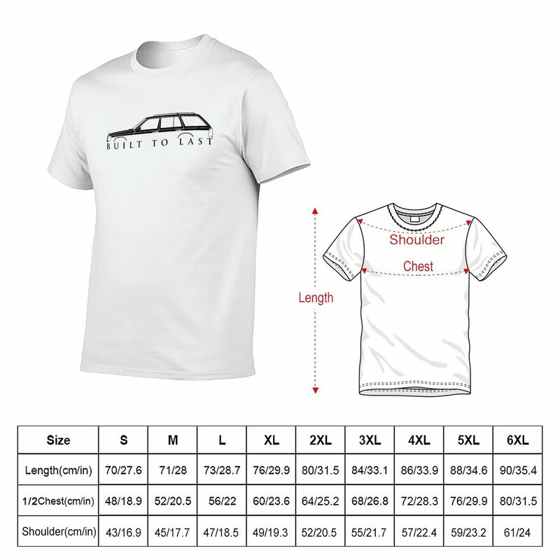 BUILT TO LAST- W124 station wagon car silhouette T-Shirt for a boy summer top tees heavyweights oversized t shirt men