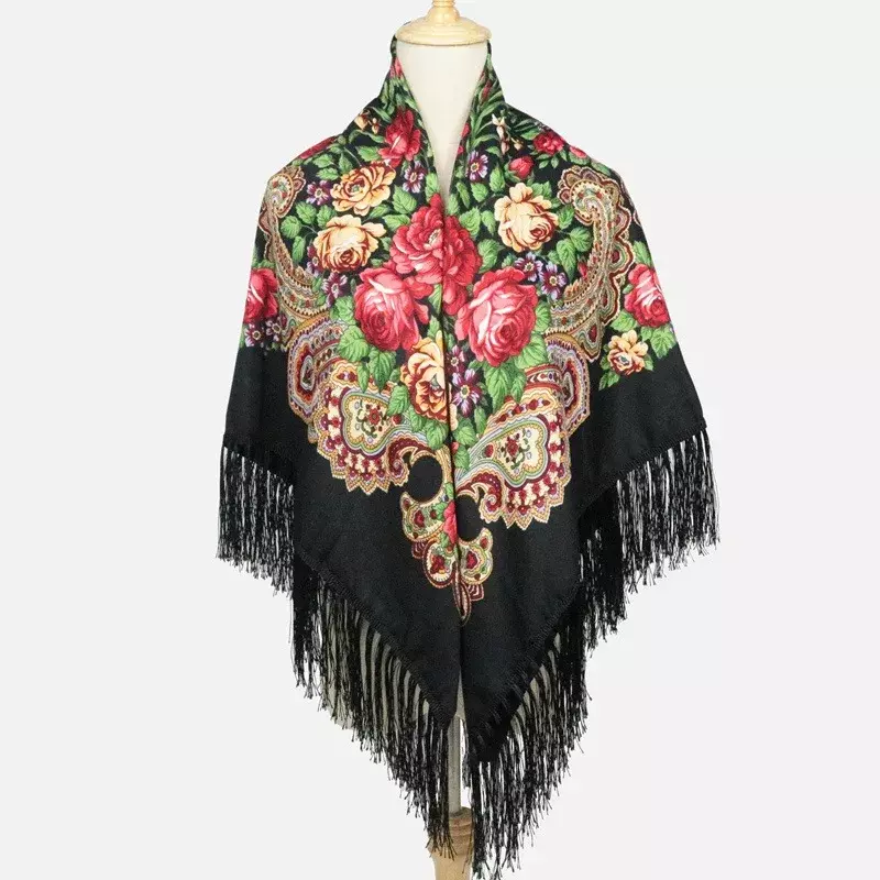 Chal de algodón de estilo ruso, bufanda cuadrada grande, cálida, estilo nacional Su, vestido ruso, disfraz