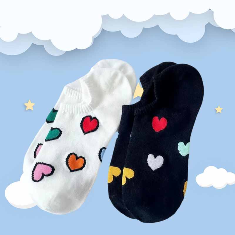 4/8 Pairs Women Fashion Boat Socks Lovely Girl Cotton Ankle Socks Cute Heart Female Low Cut Shallow Mouth Short Socks