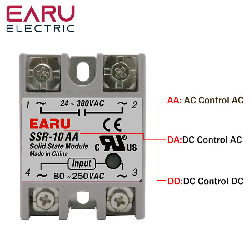SSR-25DA SSR-40DA SSR-25AA SSR-40AA SSR-40DD SSR 10A 25A 40A DD DA AA Solid State Relay Module for PID Temperature Control