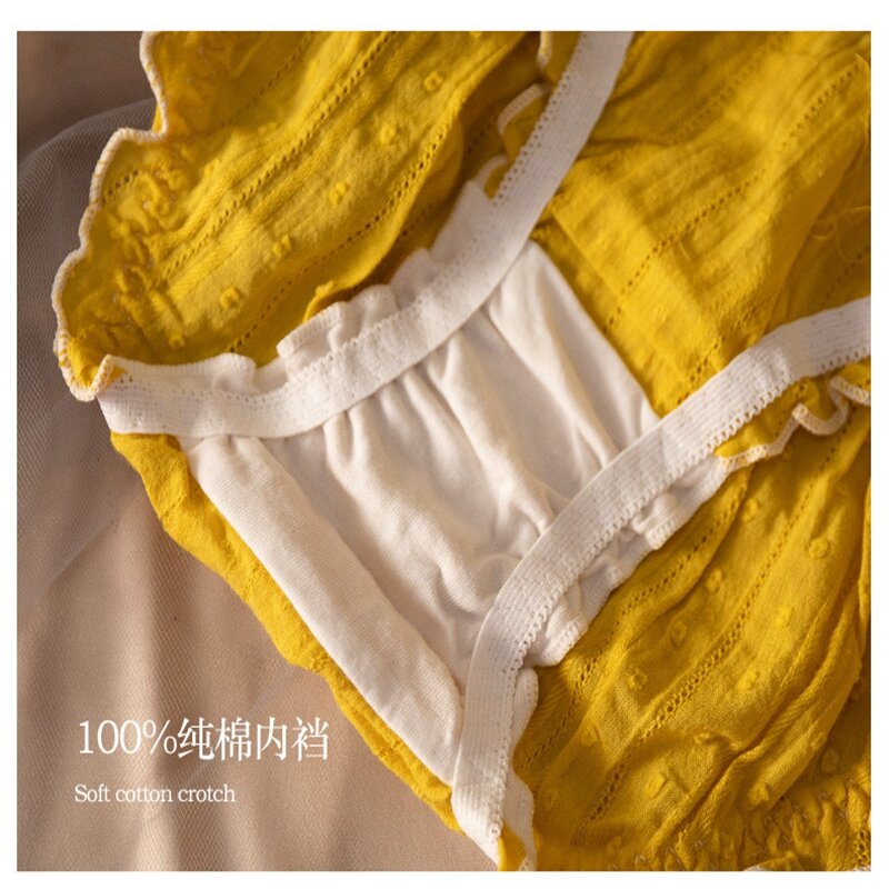Bragas de algodón puro para mujer, ropa interior ahuecada con lazo, Sexy, con borde de encaje, 2023