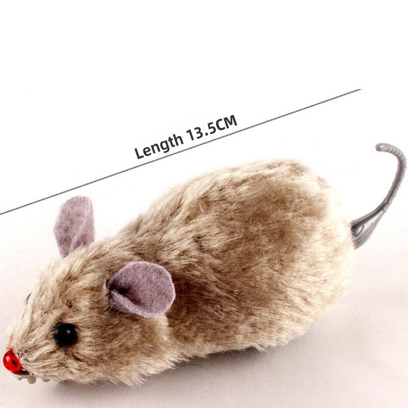 Simulação de Wind Up Plush Mouse, Pode pular cauda, Brinquedo do gato de estimação para gatos, Squeak, Brinquedos para crianças