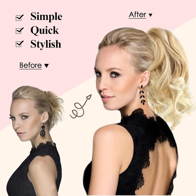 Synthetic Claw Clip Ponytail Extensions 12 Inch Curly  Hairpiece Instant Natural Looking Ponytail Hair Extensions For Women