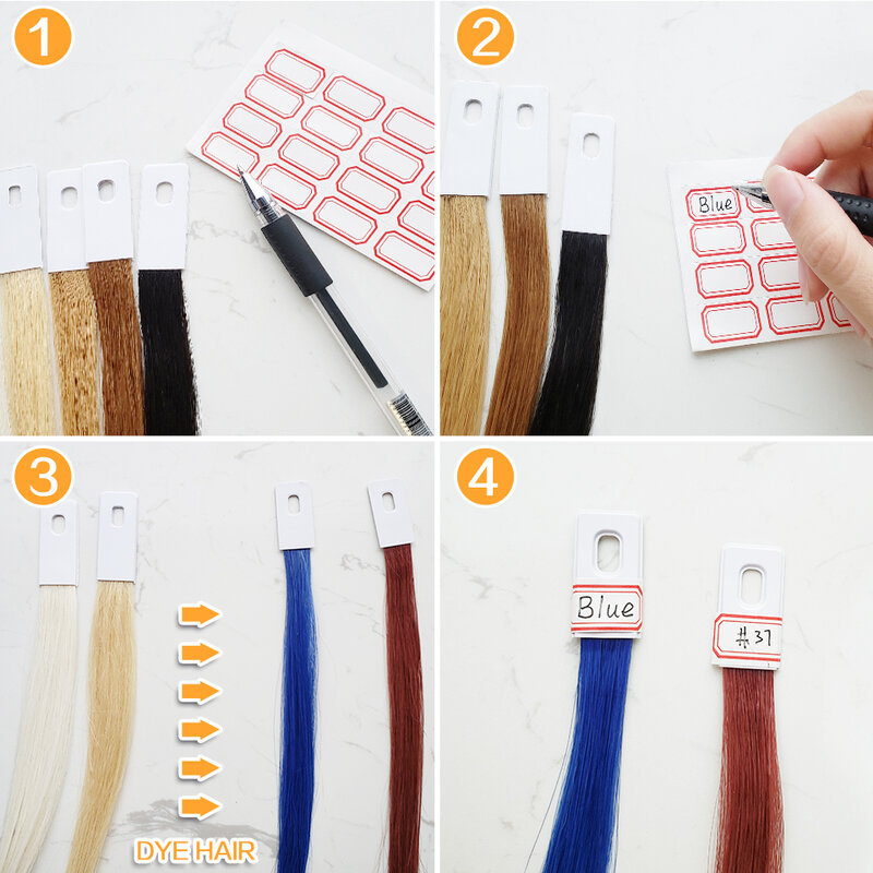 Cabelo humano swatch anéis de cabelo 30pcs fios coloridos para o teste de cabelo costa cabeleireiro suprimentos cabelo cor anel extensão yokas
