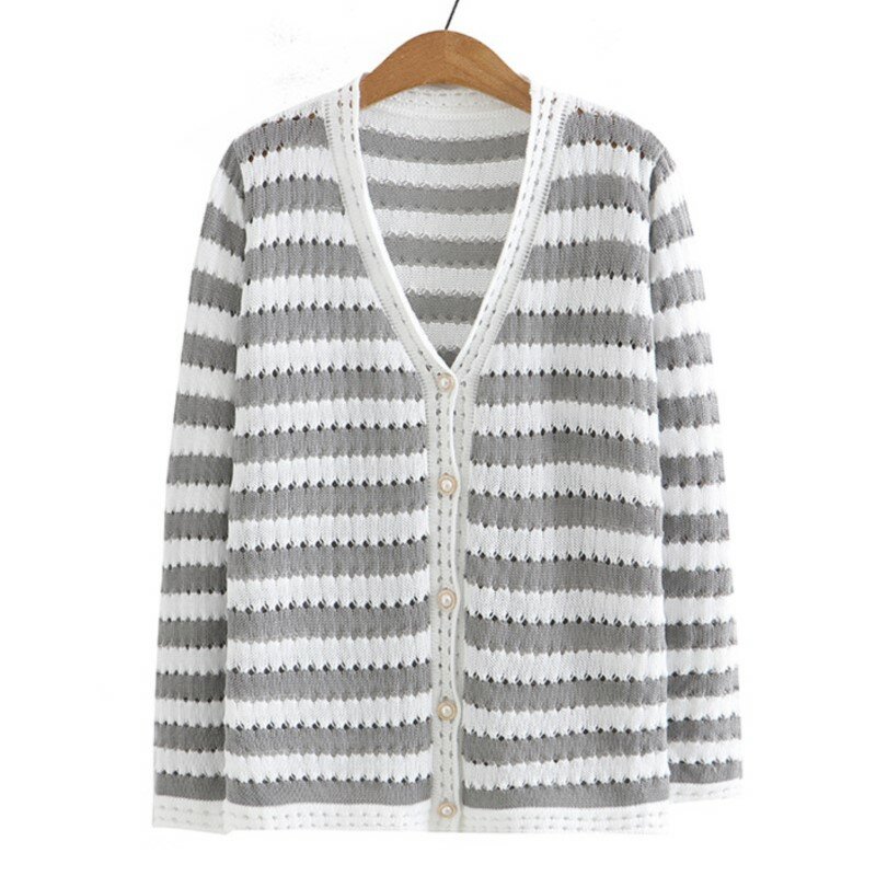 3XL Plus rozmiar merceryzowanej bawełny dziergany sweter kobiet jesień drążą sweter z dekoltem w serek moda w stylu Vintage pasek łączenie sweter