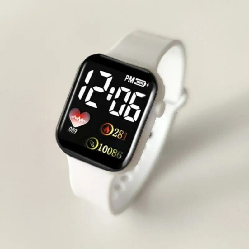 레인보우 스퀘어 LED 전자 시계, 방수 디지털 야외 스포츠 학생 커플 시계, 범용 디지털 디스플레이 손목시계