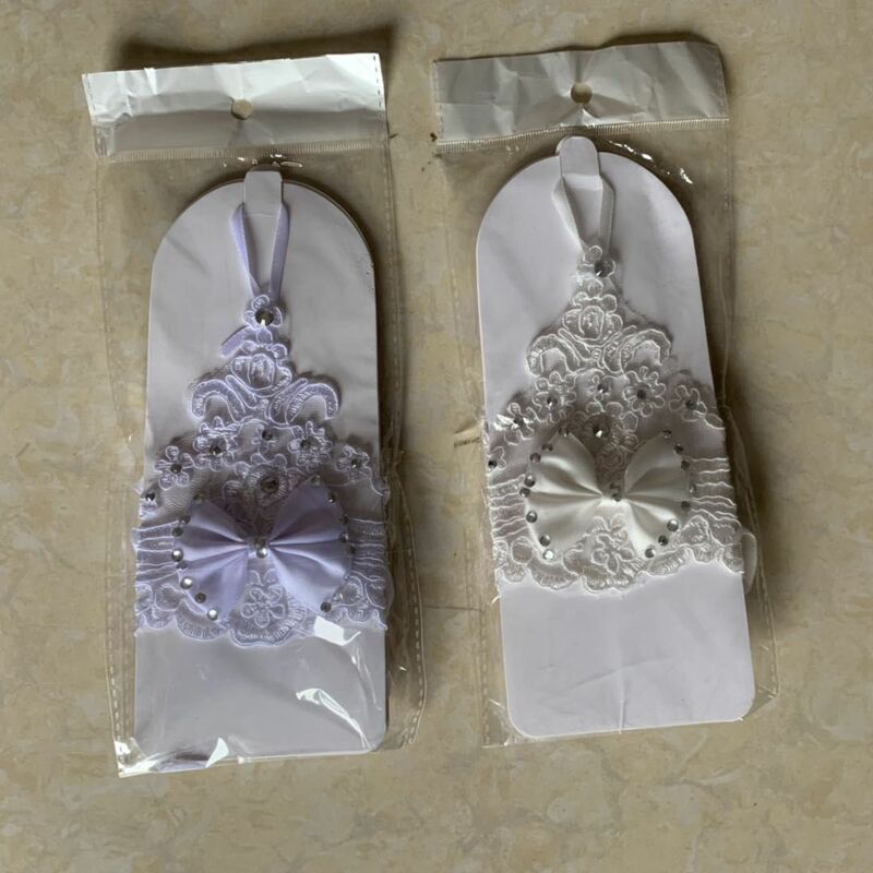 Barato marfim laço luvas de casamento frisado curto fingerless luvas de noiva para a noiva