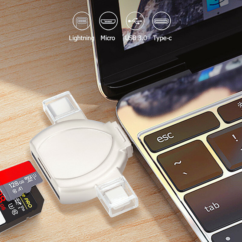 Adaptor pembaca kartu SD ke TF, pencahayaan USB untuk Apple iPhone 14 13 3.0 OTG pembaca kartu kamera transmisi foto aksesori ponsel