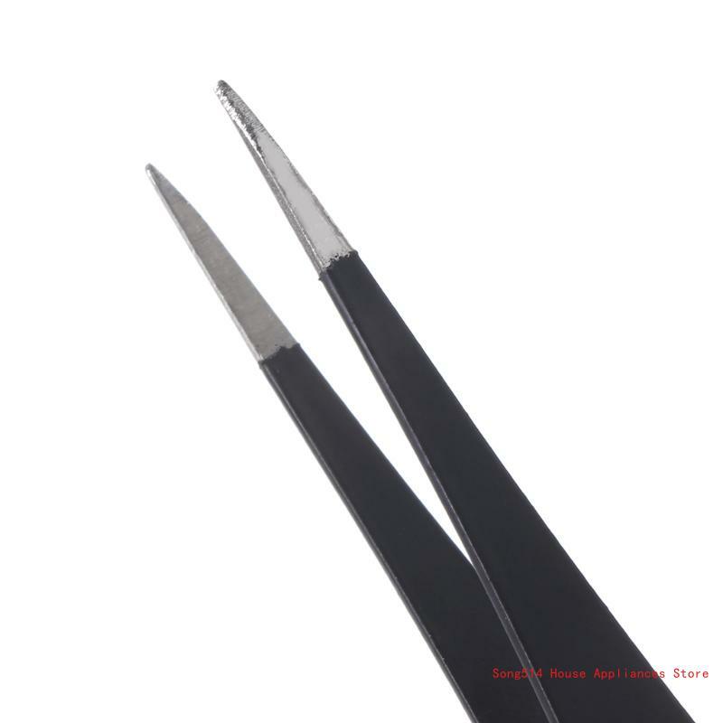 2 peças aço inoxidável ferramentas para unhas pinças extensão cílios pinças clipe pontiagudo 95AC