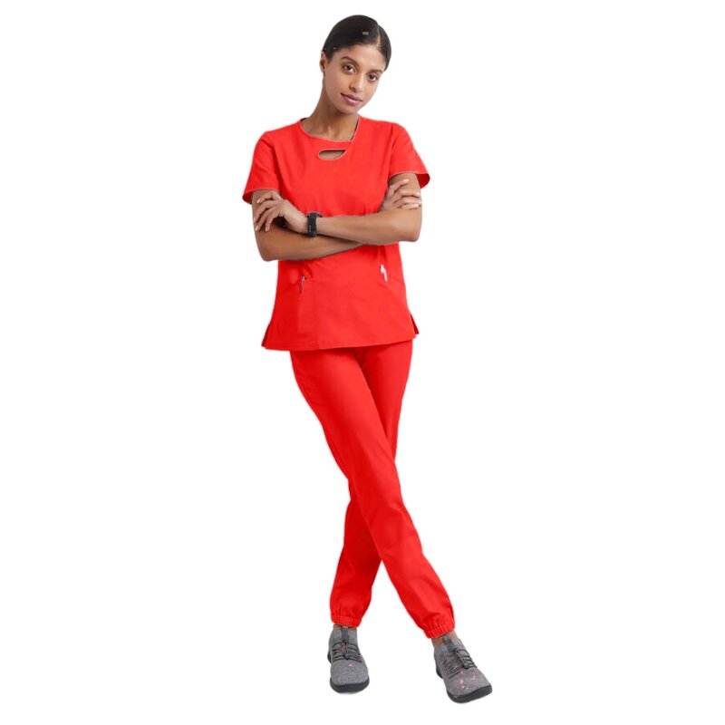 Mulheres de enfermagem médica esfrega uniformes, corredor, clínica, enfermeira, conjuntos de esfrega, hospital, moda, novo
