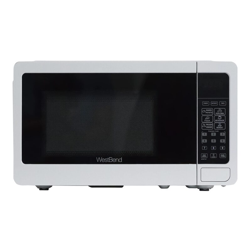 Microwave Oven 700-Watts Compact with 6 Pre-Cooking Settings, Speed Defrost, Electronic Control Panel and Glass Turntable, White