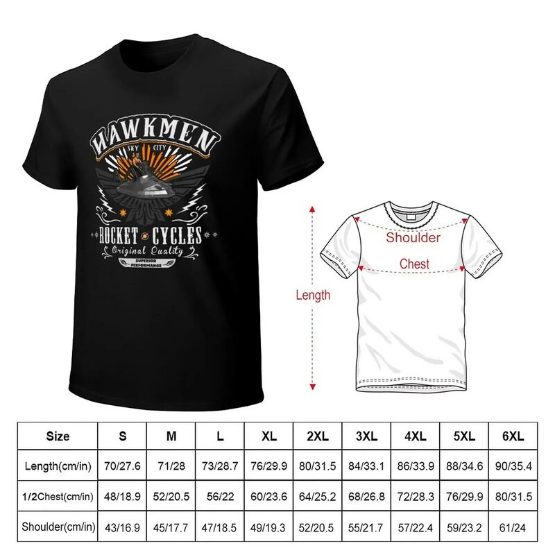 T-shirt de Hawkmen Rocket Cycles masculina, moda coreana, roupa estética para meninos, branca