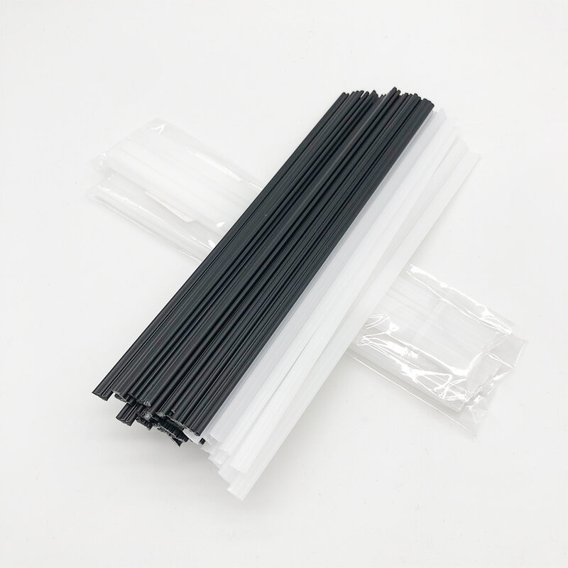 黒と白のプラスチック製溶接ロッド,バンパー,溶接用品,20cm x 8mm, 30個