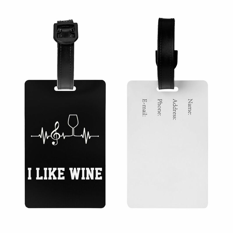 Wine Music Clef Wineglass latido del corazón etiqueta de equipaje bolsa de viaje maleta cubierta de privacidad etiqueta de identificación