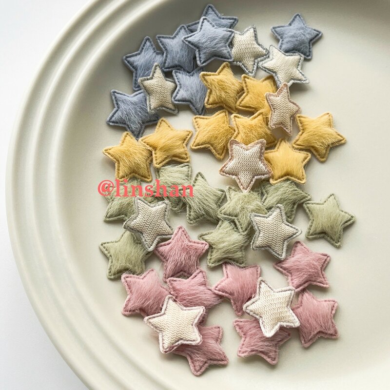Mini parche de cinco estrellas en relieve ultrasónico, 50 piezas, 2cm, pegatina de flor de estrella hecha a mano, accesorios para el cabello