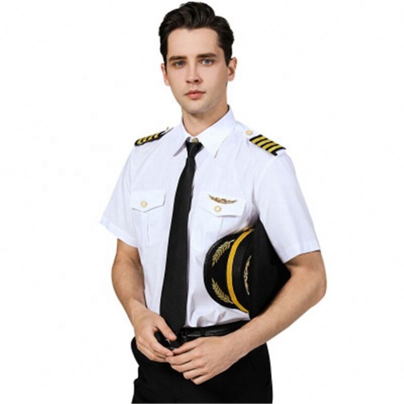 Clothing Air Force white shirt male nightclub airline pilot stewardess uniform custom
