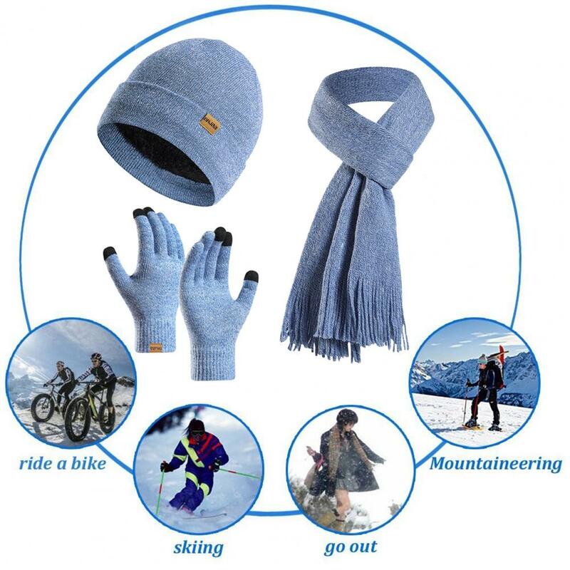Antypoślizgowa rękawiczki do ekranu dotykowego czapka zimowa zestaw rękawic czapka zimowa szalik zestaw rękawiczek dzianinowa ciepła wiatroszczelna czapka kolarstwo na świeżym powietrzu Unisex