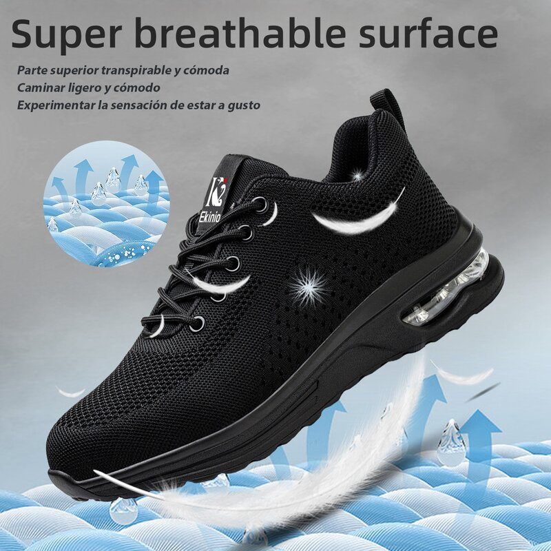 Air Cushion Work Safety Shoes For Men Women Breathable Work Sneakers Steel Toe Shoes Anti-puncture Safety Protective Shoe