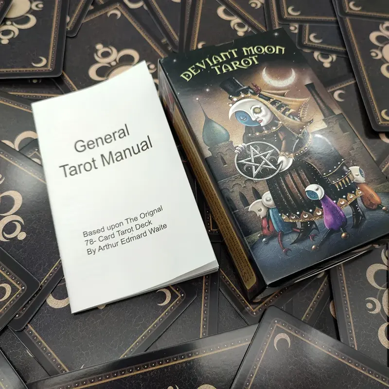 Deviant Moon Divination Tarot Borderless Edition with Guidebook, Unique Tarot Cards, 78 Tarot Cards, Custom Design