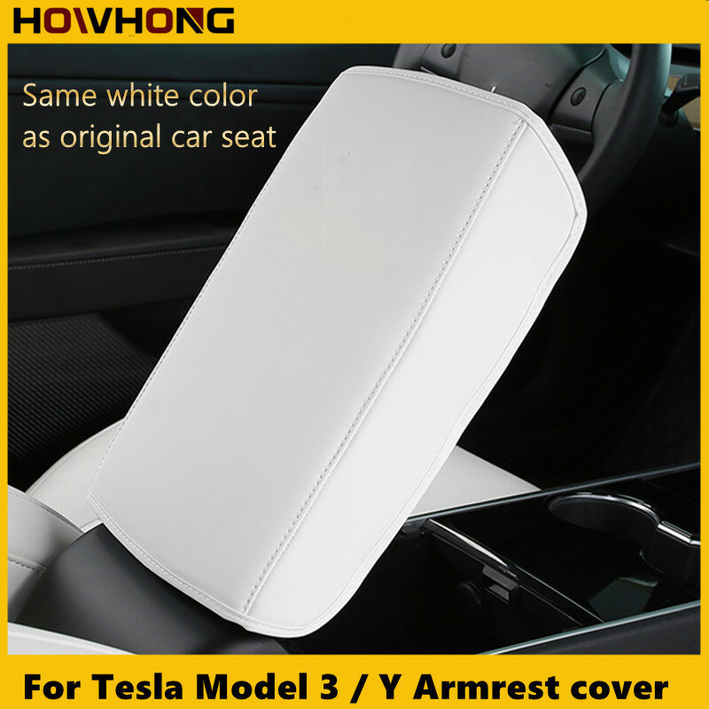 Braço Box Cover para Tesla Model 3 e Y, Nappa Protective Couro, Central Control Pad, Car Interior Modificação Acessórios