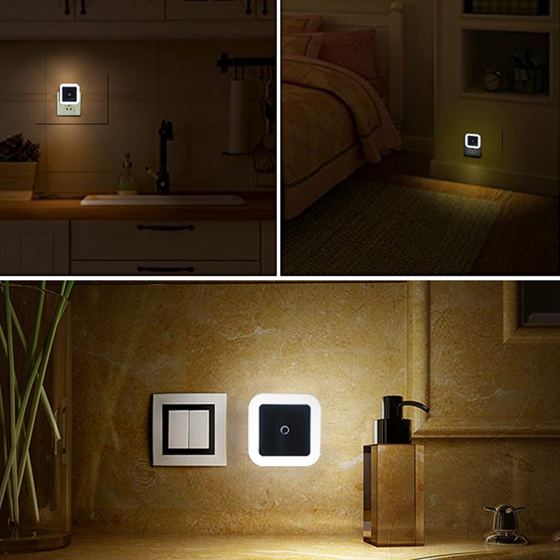 Lámpara de inducción LED inteligente, luz de pared de forma cuadrada, luz nocturna, interruptor automático, Sensor de luz, dormitorio, hogar, Sup