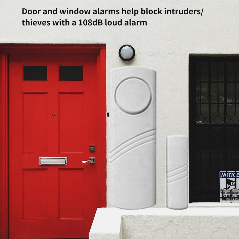 Door Window Wireless Burglar Alarm with Magnetic Sensor Home Safety Wireless Longer System Security Device 90dB White Wholesale